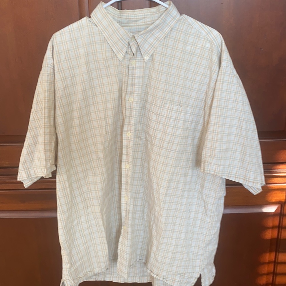Button front plaid shirt short sleeve XXL size J.Khaki EUC